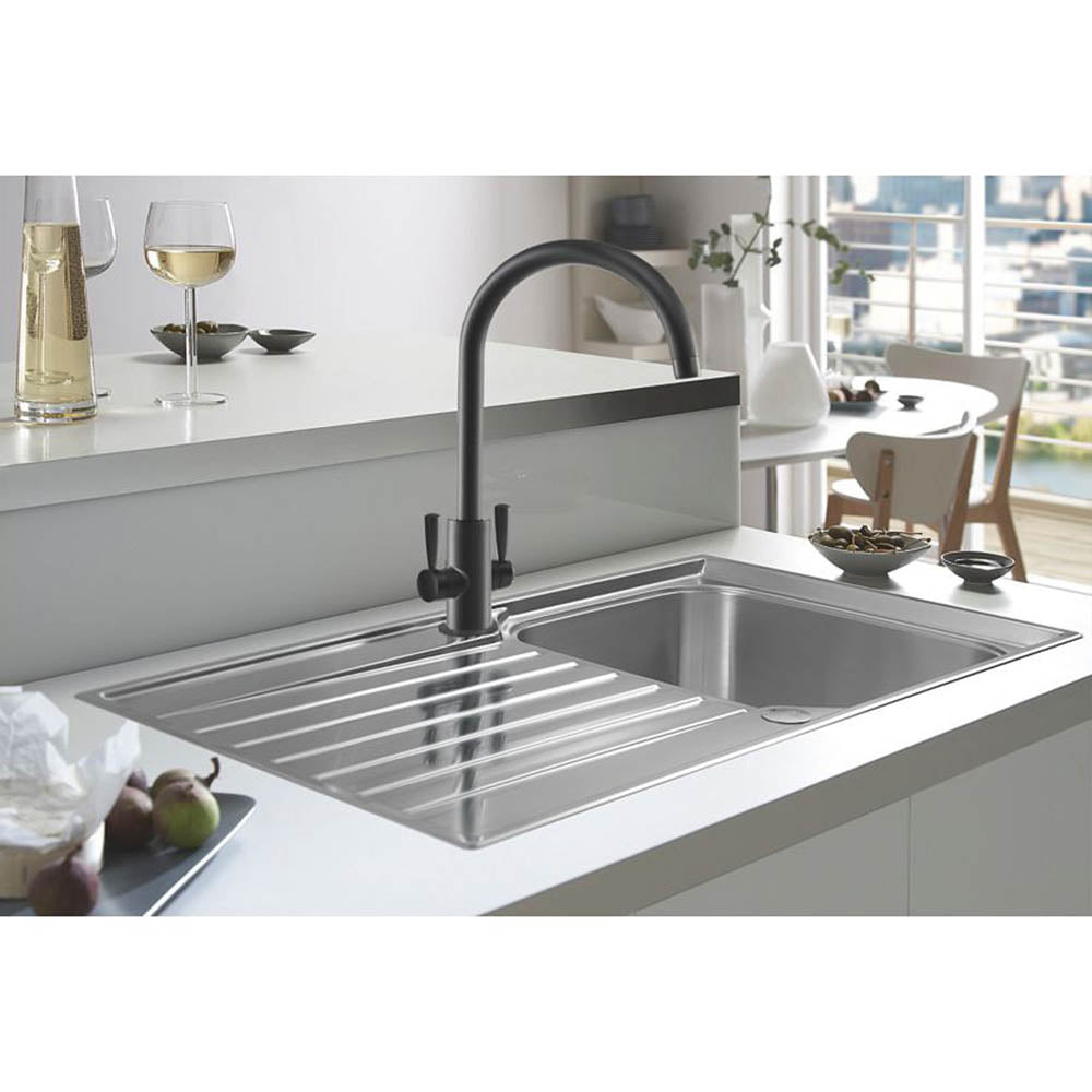 Franke Kitchen Mixer Tap Ascona Matt Black Dual Lever Swivel Spout - Image 2