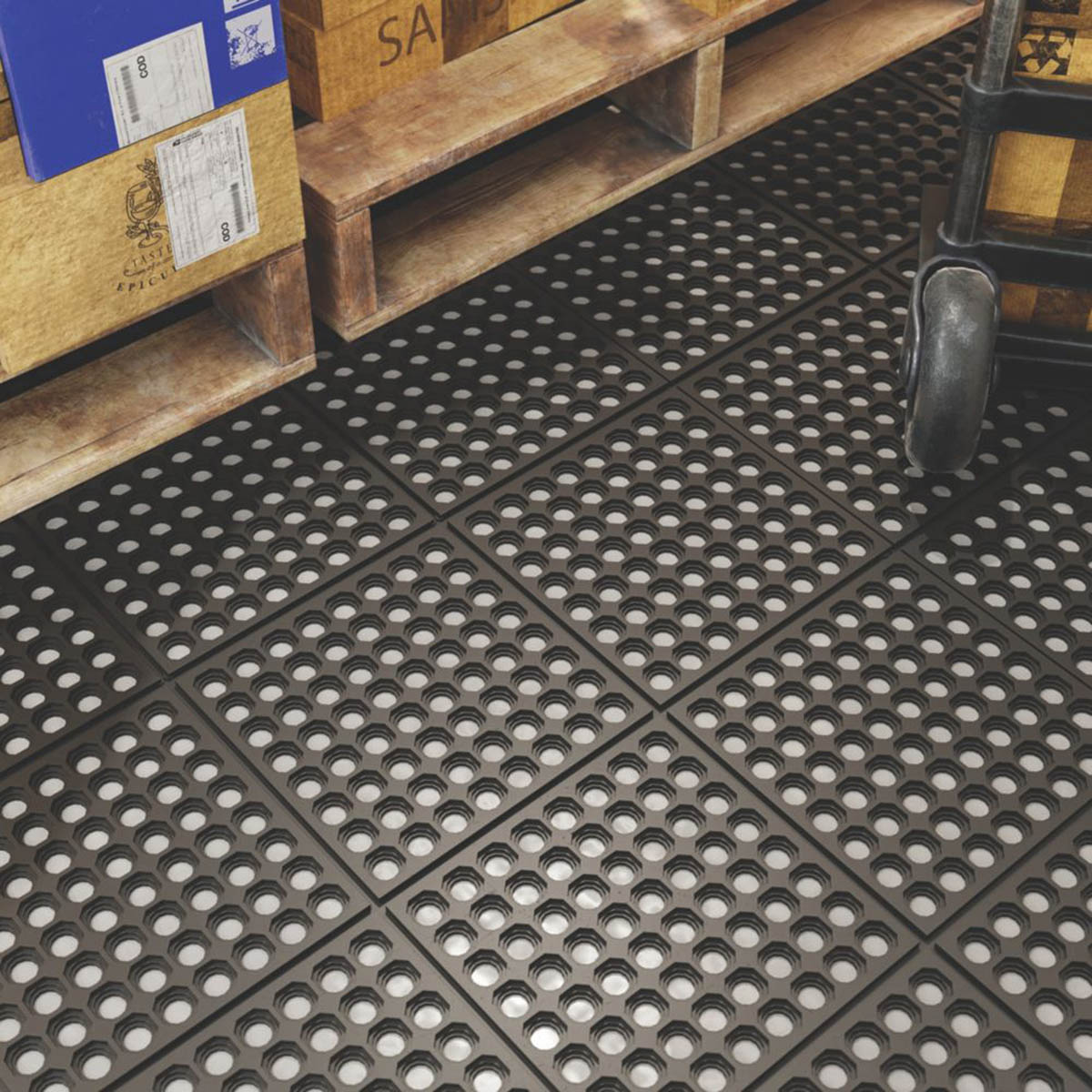Floor Rubber Mats Interlocking No Slip Durable Kitchen T12mm 914x914mm Pack of 4 - Image 2
