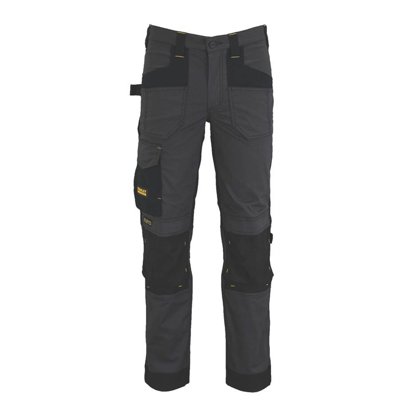 Stanley Work Trouser Mens Slim Fit Grey Black Stretch Multi Pockets 40W 31L - Image 1