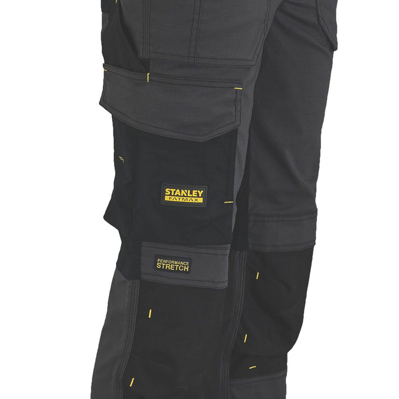 Stanley Work Trouser Mens Slim Fit Grey Black Stretch Multi Pockets 40W 31L - Image 3