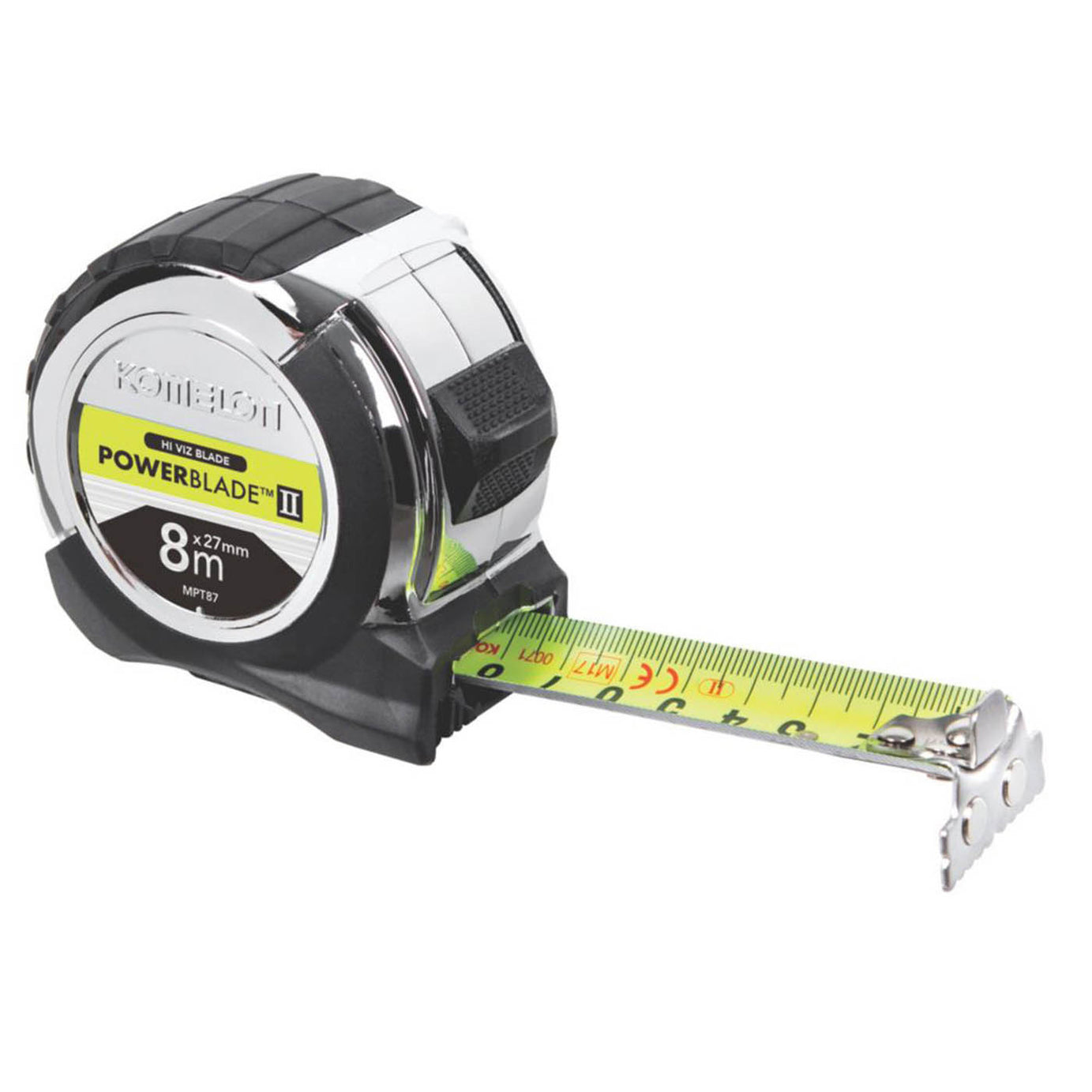 Komelon Tape Measure 8m Metric Only Class 2 Magnetic Hook Ergonomic Compact - Image 1