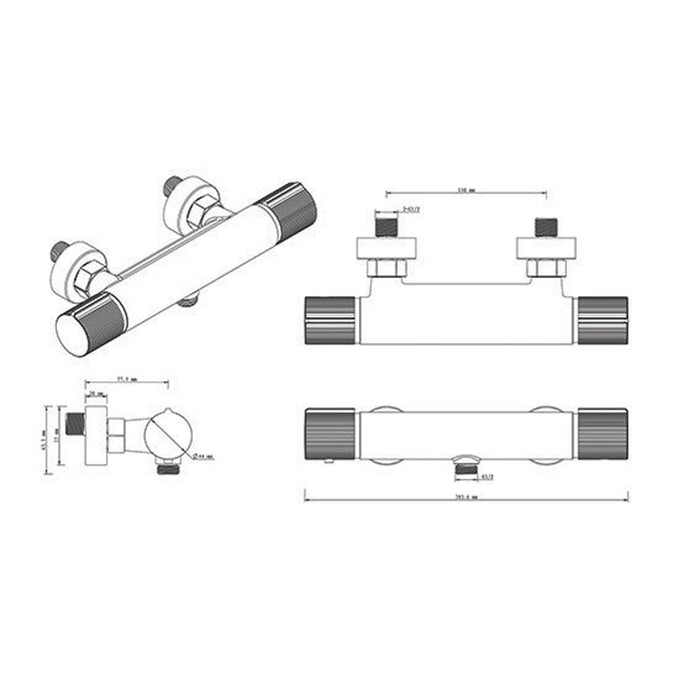 Shower Mixer Valve Exposed Fixed Thermostatic Cool Touch Chrome Dual Flow - Image 4