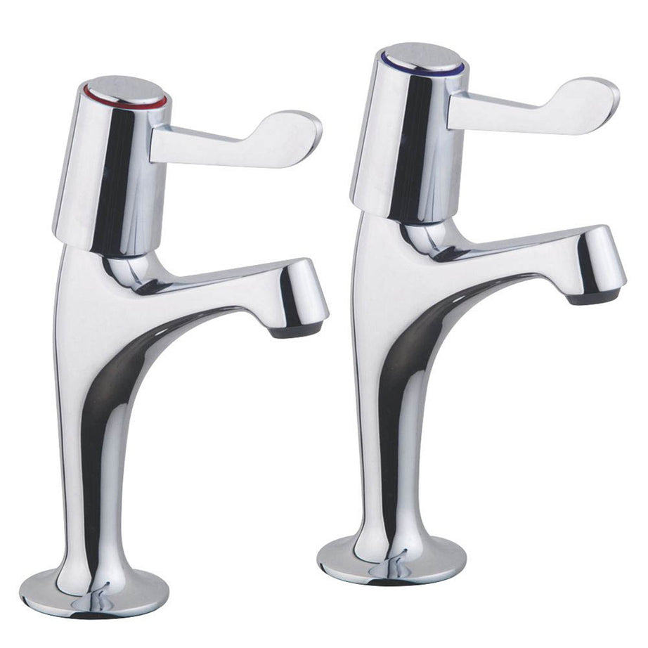 Pillar Sink Taps High Neck Single Lever Chrome Pillar ¼ turn Ceramic Discs - Image 1