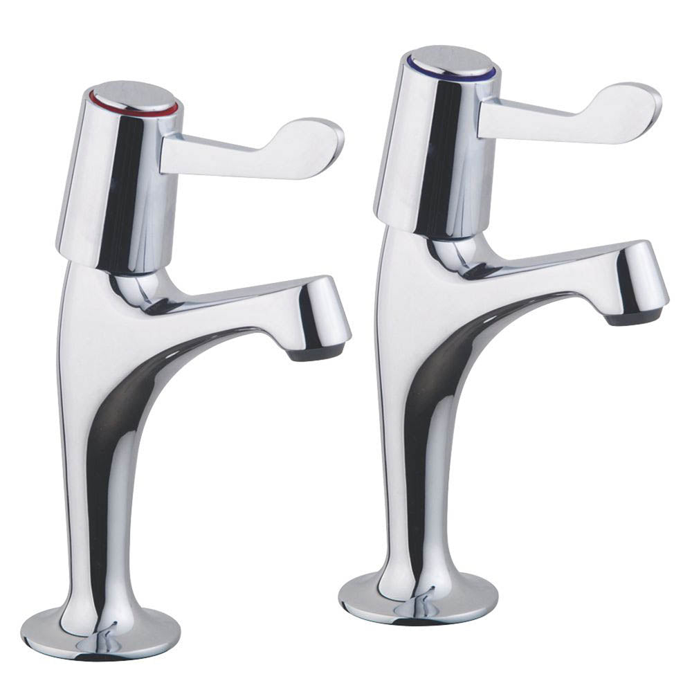 Pillar Sink Taps High Neck Single Lever Chrome Pillar ¼ turn Ceramic Discs - Image 1