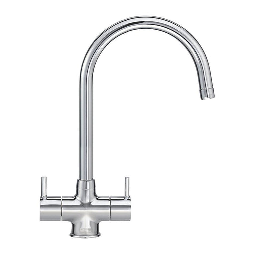 Kitchen Tap Mono Mixer Chrome Double Lever Monobloc Swivel Spout Modern Faucet - Image 1