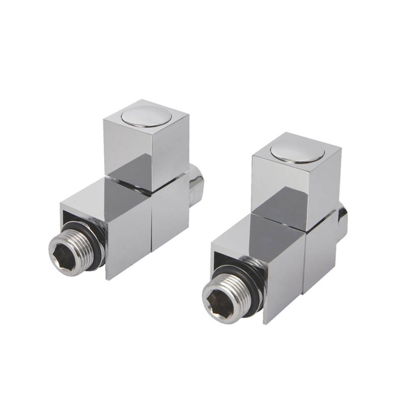 Flomasta  Manual Radiator Valve Head & Body Straight 15mm x 1/2" Chrome 2 Pack - Image 1