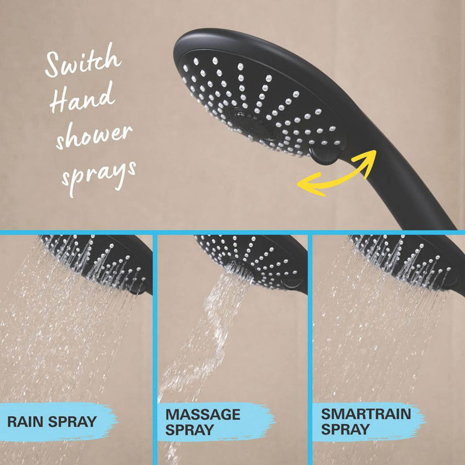 Grohe Thermostatic Shower Mixer Black 3 Spray Pattern Exposed Twin Round Head - Image 5