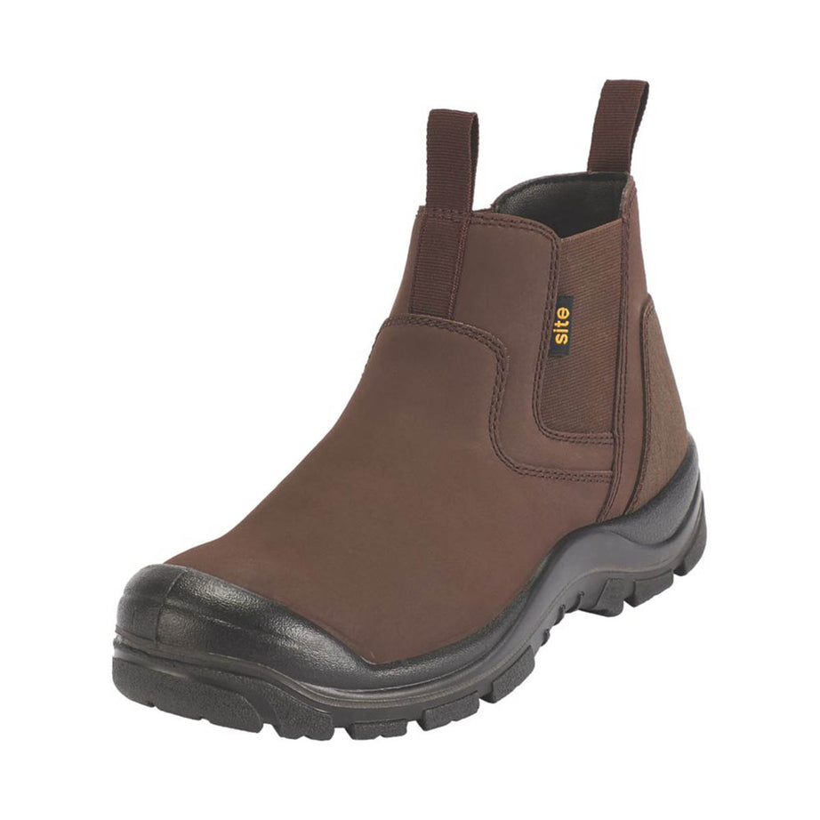 Site Safety Dealer Boots Mens Standard Fit Brown Leather Shoes Steel Toe Size 8 - Image 1