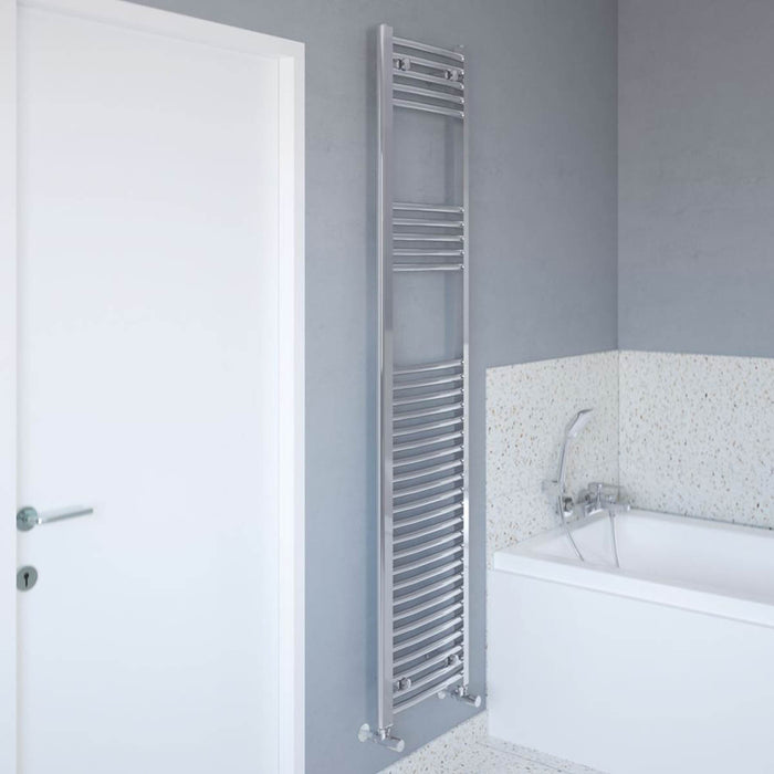 Towel Rail Radiator Heater Curved Bathroom 180 x 40cm Gloss Chrome 1546BTU - Image 3