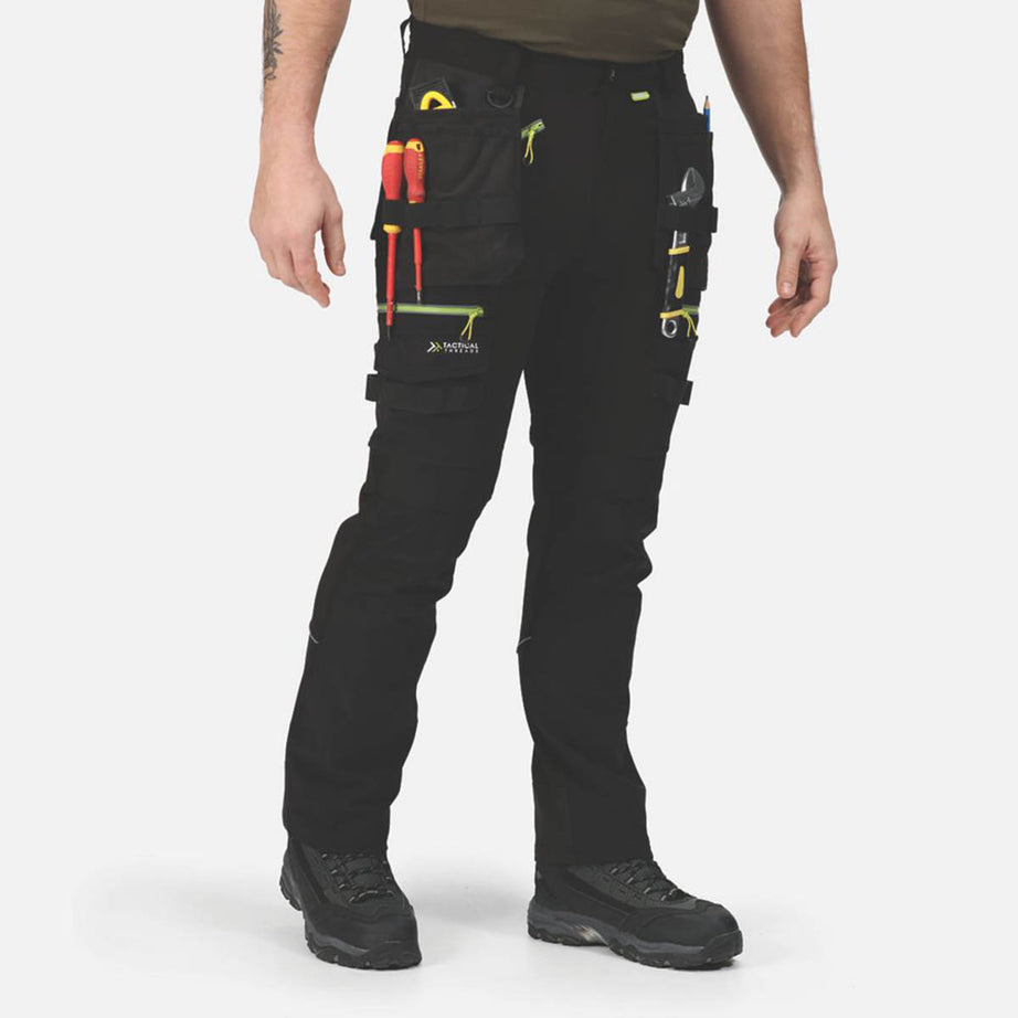 Regatta Work Trousers Mens Classic Fit Black Stretch Multi Pockets Cargo 44W 29L - Image 6