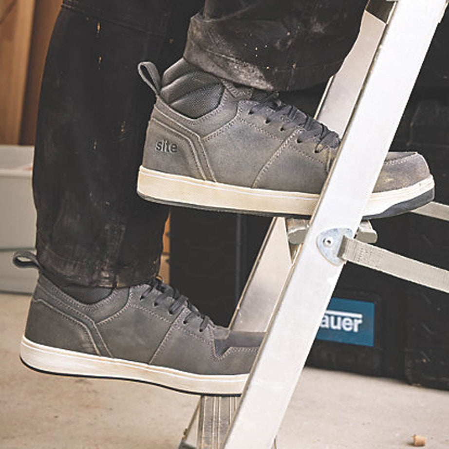 Site Safety Trainer Boots Mens Standard Fit Grey Leather Shoes Steel Toe Size 7 - Image 7