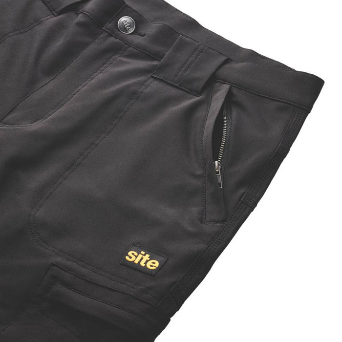 Site Work Trousers Black 8 Pockets Stretch Lightweight Breathable 30" W 32" L - Image 2