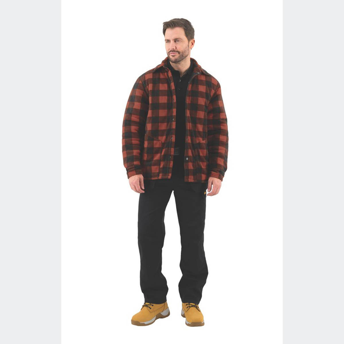 Site Mens Shirt Jacket Fleece Lined 2 Pockets Red Black X Large 52" Chest - Image 4