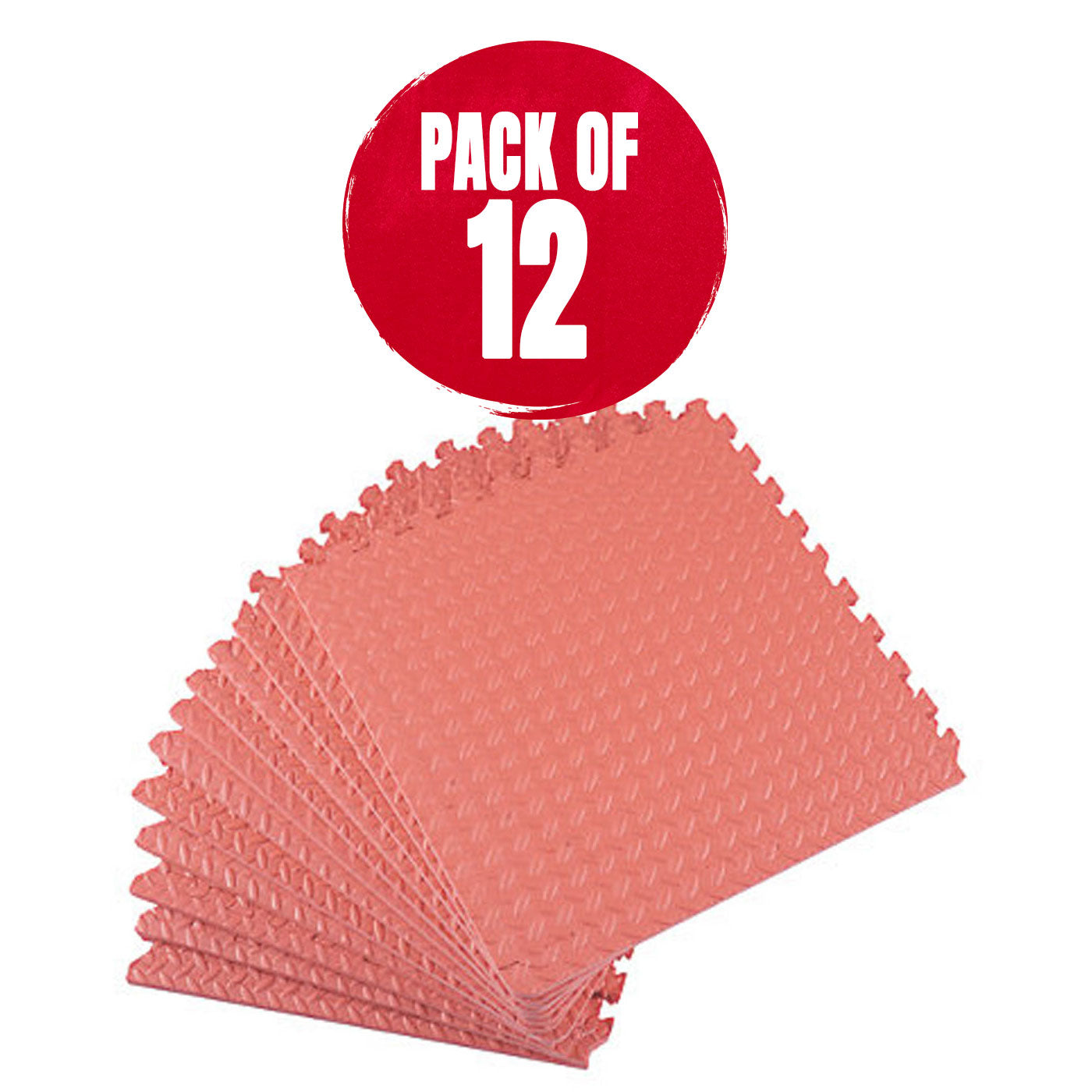 Interlocking Floor Foam Tiles Mats Red Impact-Resistant Non Slip 10mm 12 Pack - Image 1