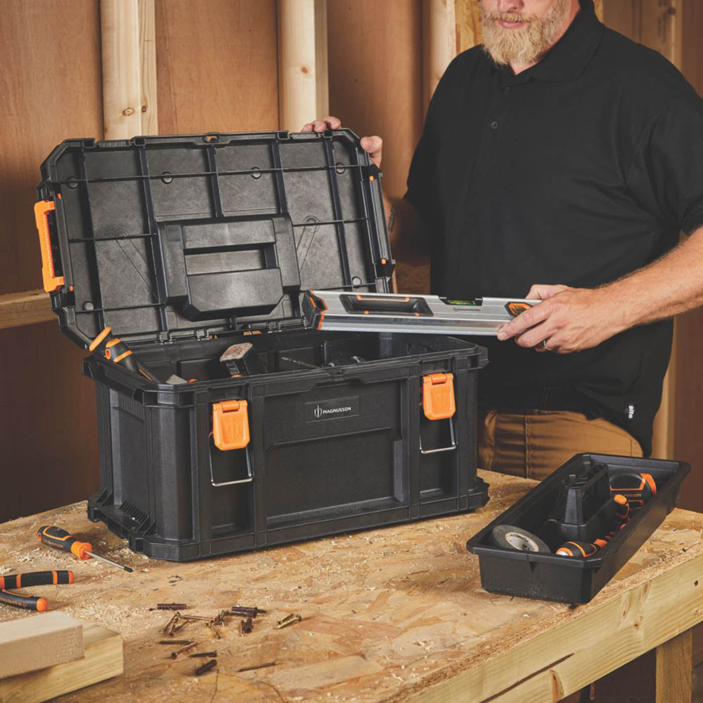 Magnusson Tool Box Organiser Stackable Removable Tray Storage Water Resistant - Image 4