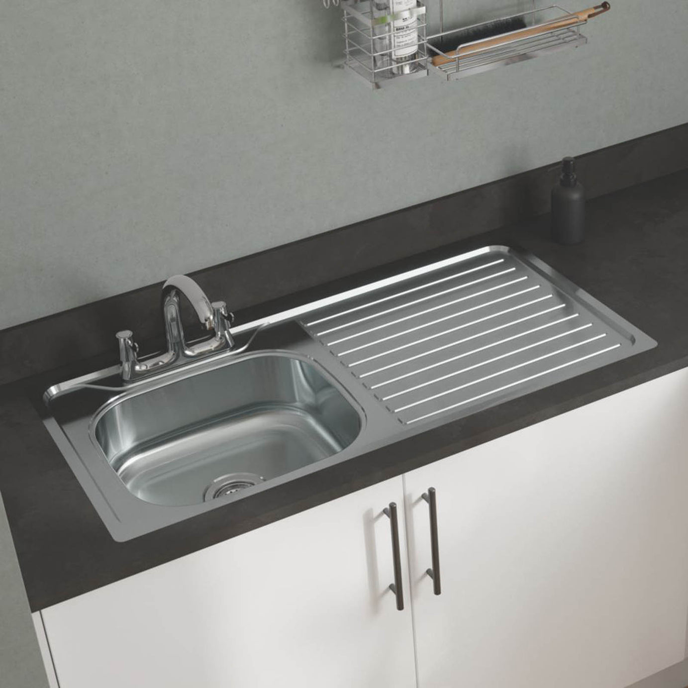 Utility 1 Bowl RH Polished Stainless Steel Sink 1000mm x 500mm - Image 4