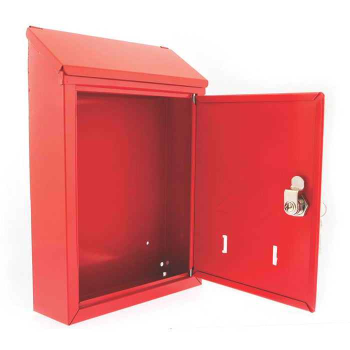 Letter Post Box Red Wall Powder-Coated Steel Compact With Nameplate 2 Keys - Image 3