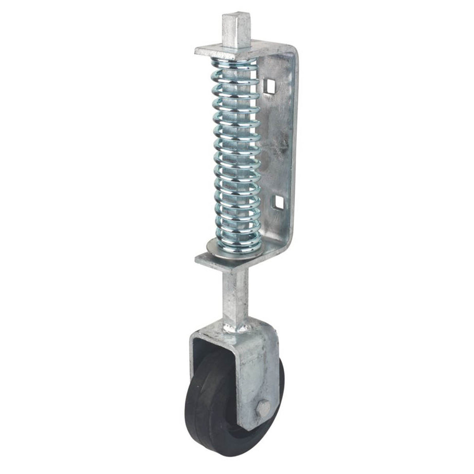 GateMate Gate Wheel Silver Galvanised Steel Spring Loaded Heavy Duty 100mm - Image 2