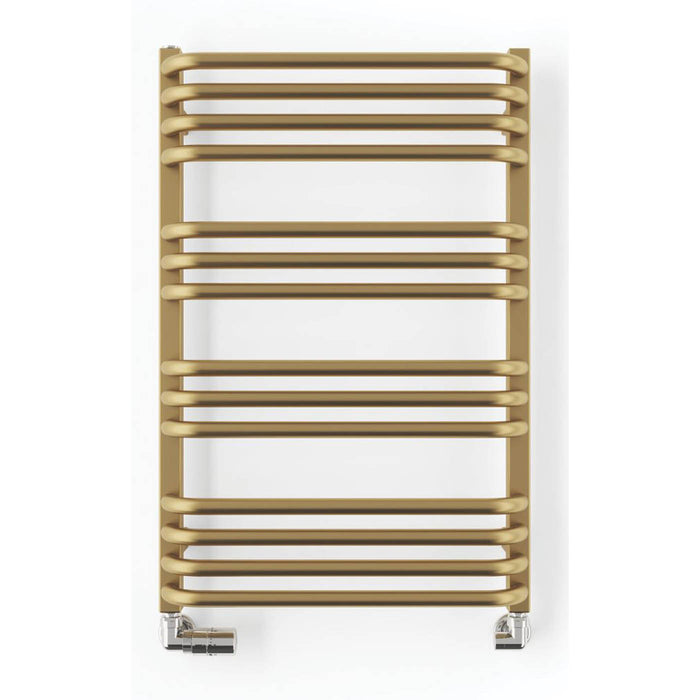 Terma Towel Rail Radiator Heated Brushed Brass Curved Warmer 400W (H)76x(W)50cm - Image 2