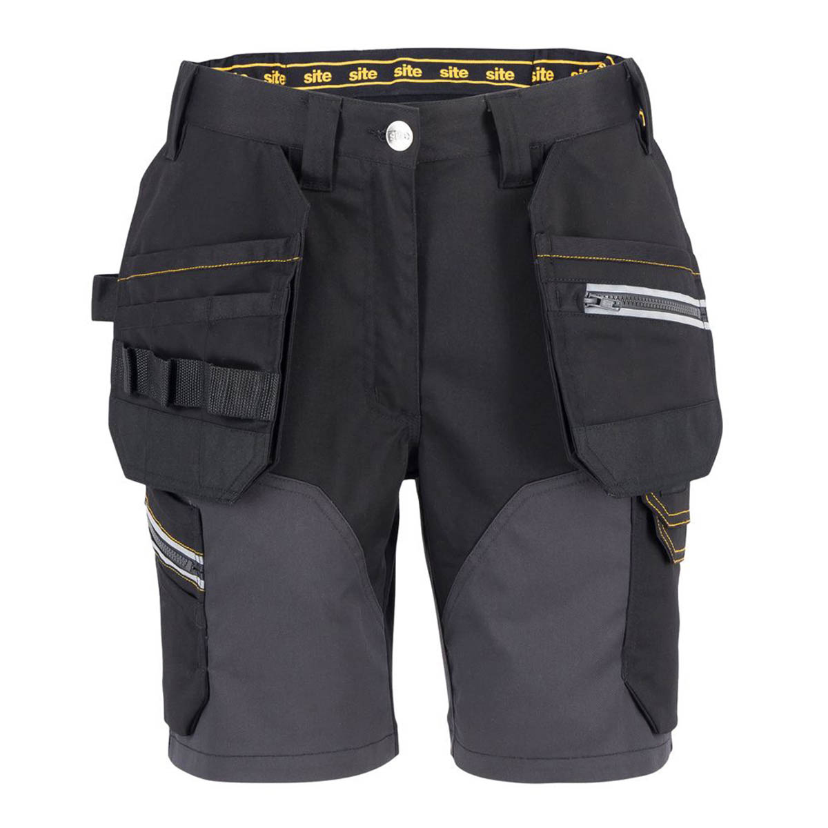 Site Womens Work Shorts Kilani Stretch Black Grey Multi Pockets Size 18 - Image 4