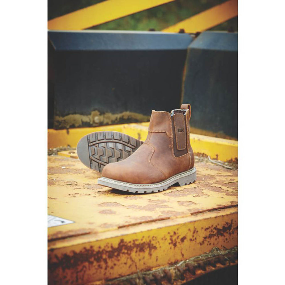 Site Safety Dealer Boots Mens Wide Fit Brown Leather Shoes Steel Toe Size 12 - Image 2