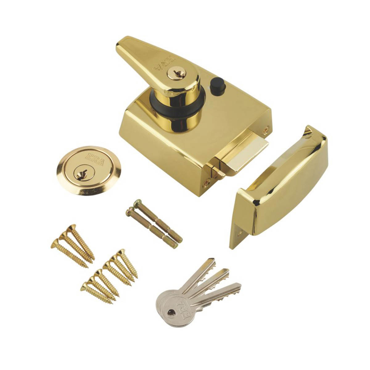 ERA Night Latch Double Locking Polished Brass Finish 60mm Backset 3 Keys - Image 2