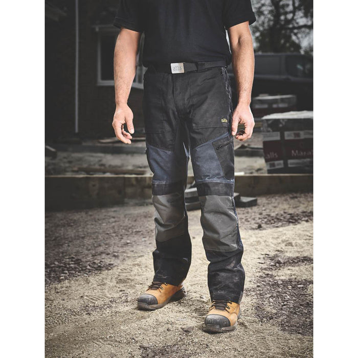 Site Mens Work Trousers Black Holster Pockets Breathable Comfort 30" W 32" L - Image 2