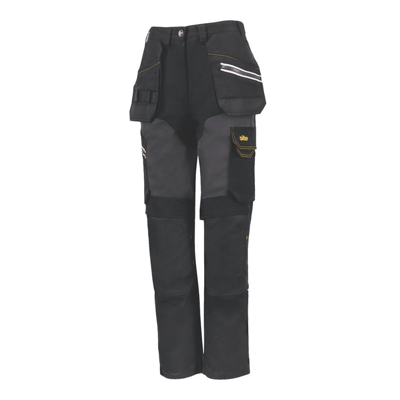 Site Kilani Womens Stretch Trousers Black / Grey Size 8 28" L - Image 1