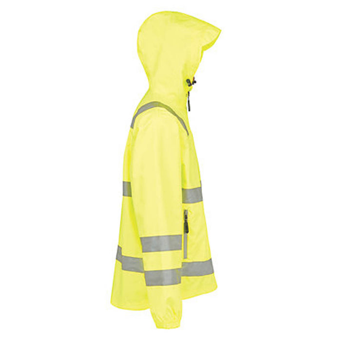 Site Hi Vis Jacket Yellow Lightweight Waterproof Zip Pockets Hood Size M - Image 3