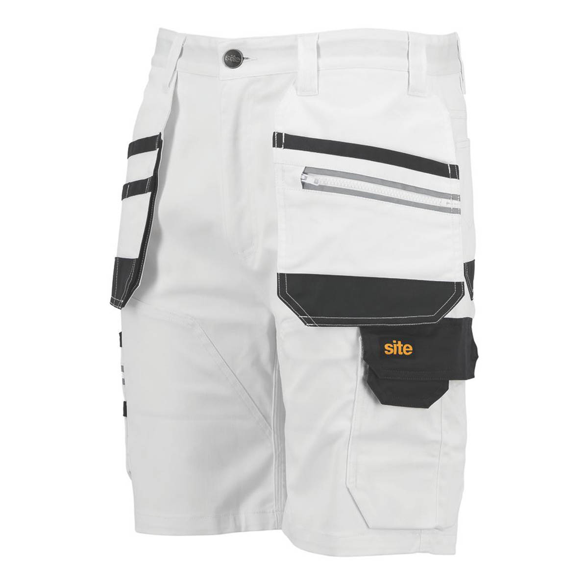 Site Mens Work Shorts Cargo White Grey Breathable Multi Pockets Holster 34" W - Image 2