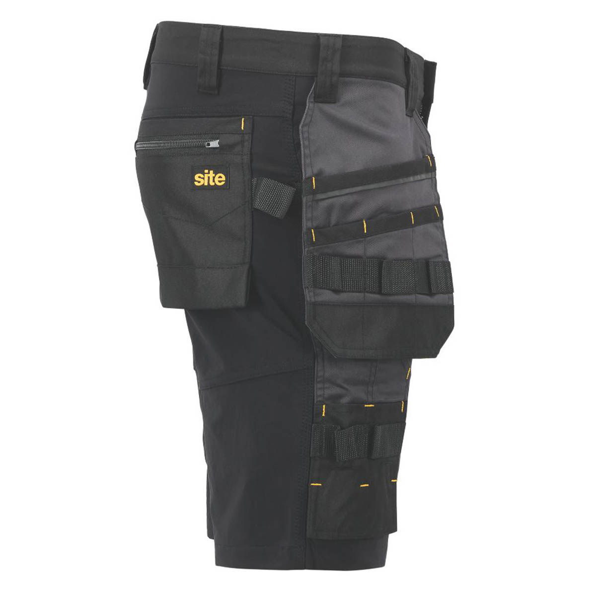 Site Mens Work Shorts Brochman Black Grey Stretch Holster Pockets Slim Fit 38" W - Image 4