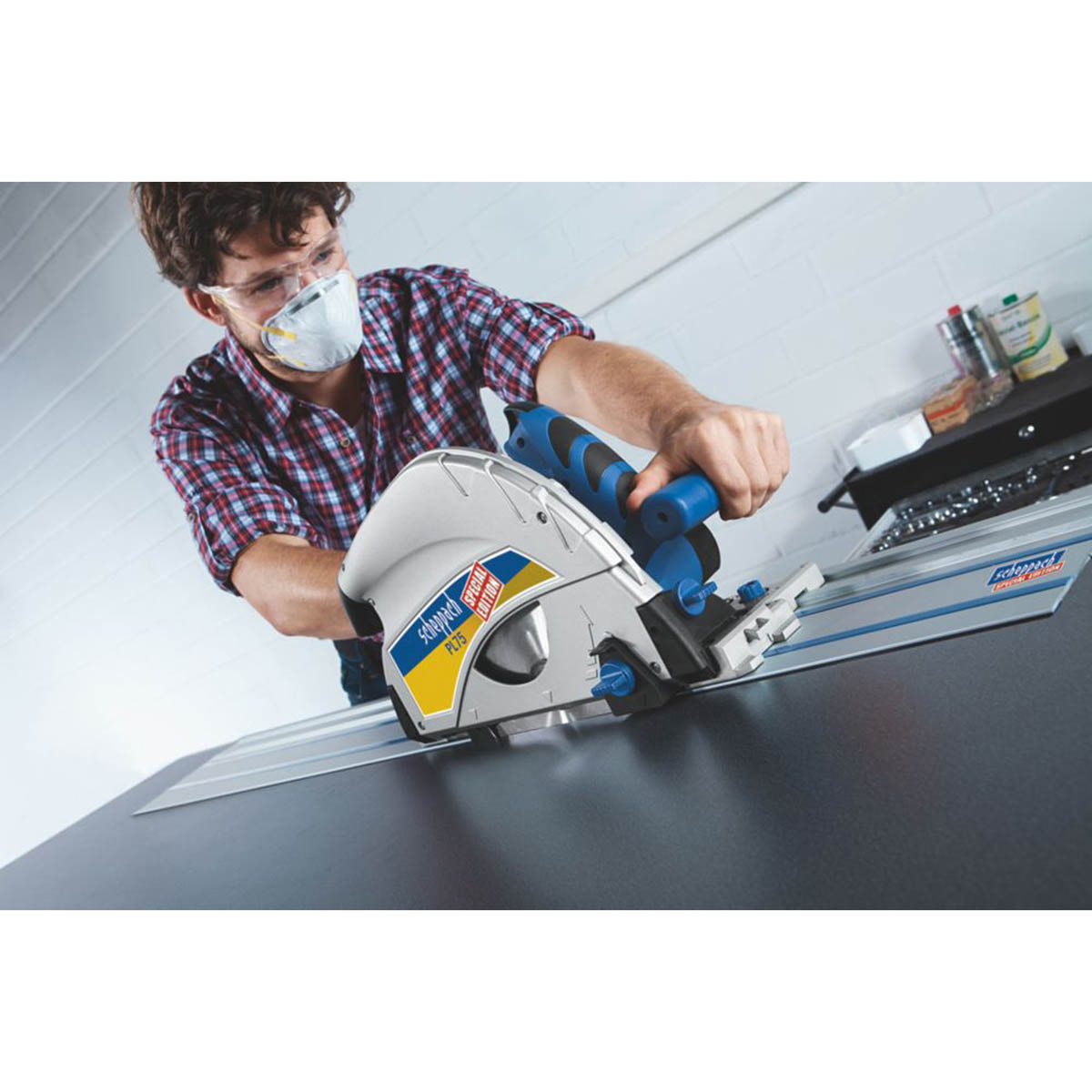 Scheppach Electric Plunge Saw PL75 210mm For Wood Metal Plastic Flooring 1600W - Image 2