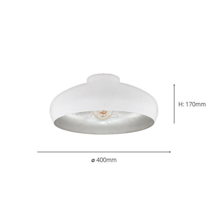 Ceiling Light White/Silver Retro Rounded Shade Home Office With Low Ceiling - Image 4