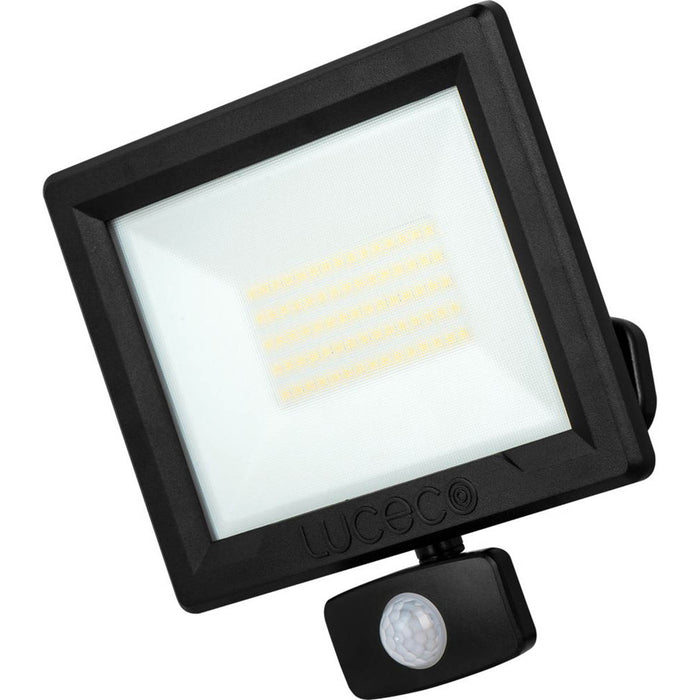 Luceco Essence Outdoor LED Floodlight with Ball Joint With PIR Sensor Black 50W 6000lm - Image 1