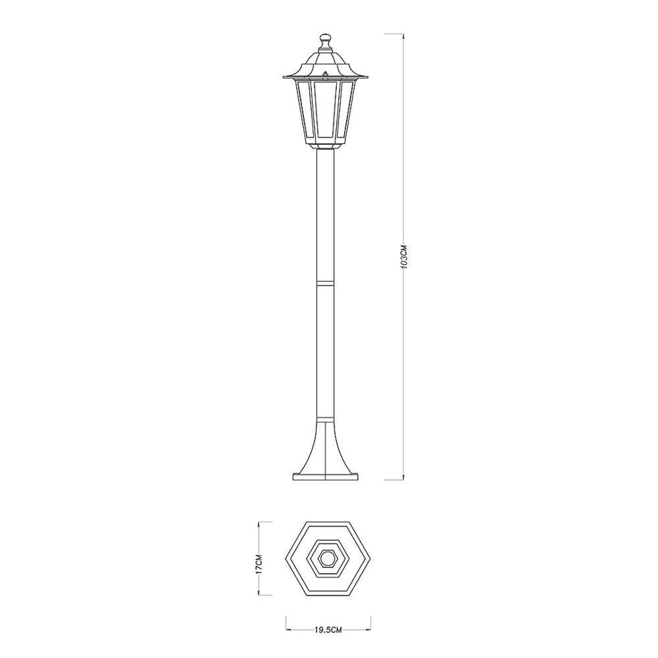 Post Light Outdoor Garden Lantern 1030mm Black Traditional Design 240V 60W - Image 3