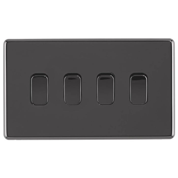 Light Wall Switch Rocker 10A 4-Gang 2-Way Black Nickel Screwless Raised Slim - Image 2