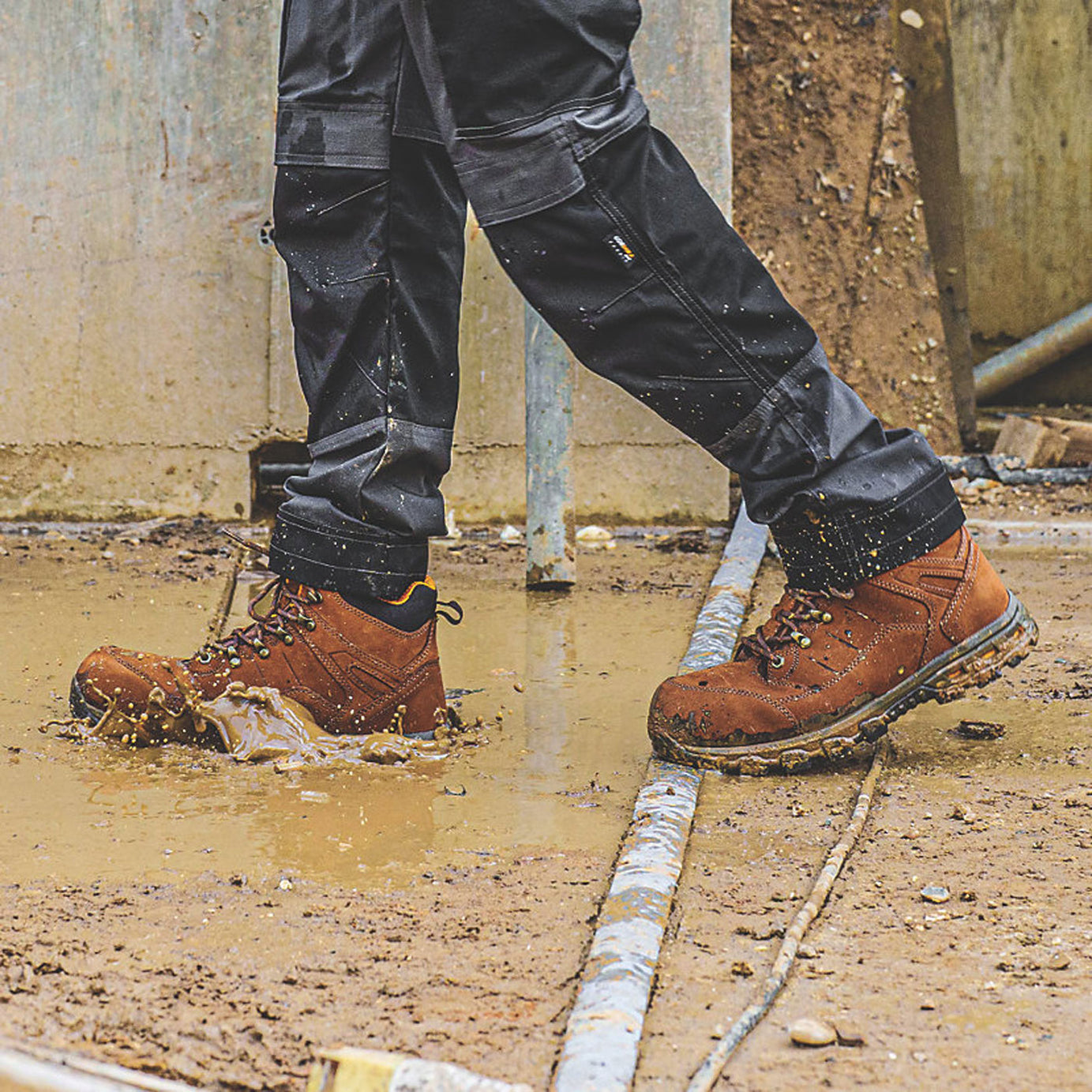 DeWalt Safety Boots Mens Wide Fit Brown Leather Work Shoes Aluminium Toe Size 9 - Image 7