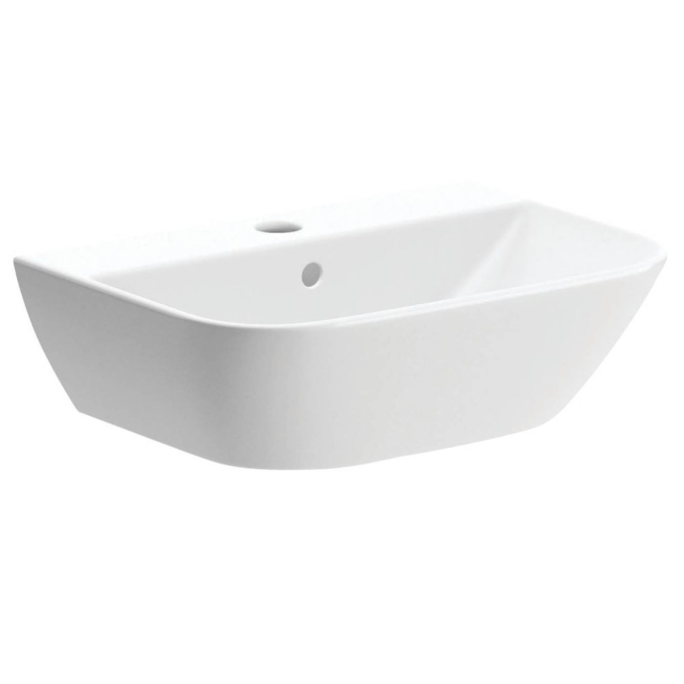 Basin Sink White Ceramic D-Shaped Wall Hung Bathroom Cloakroom En-suite 450mm - Image 2