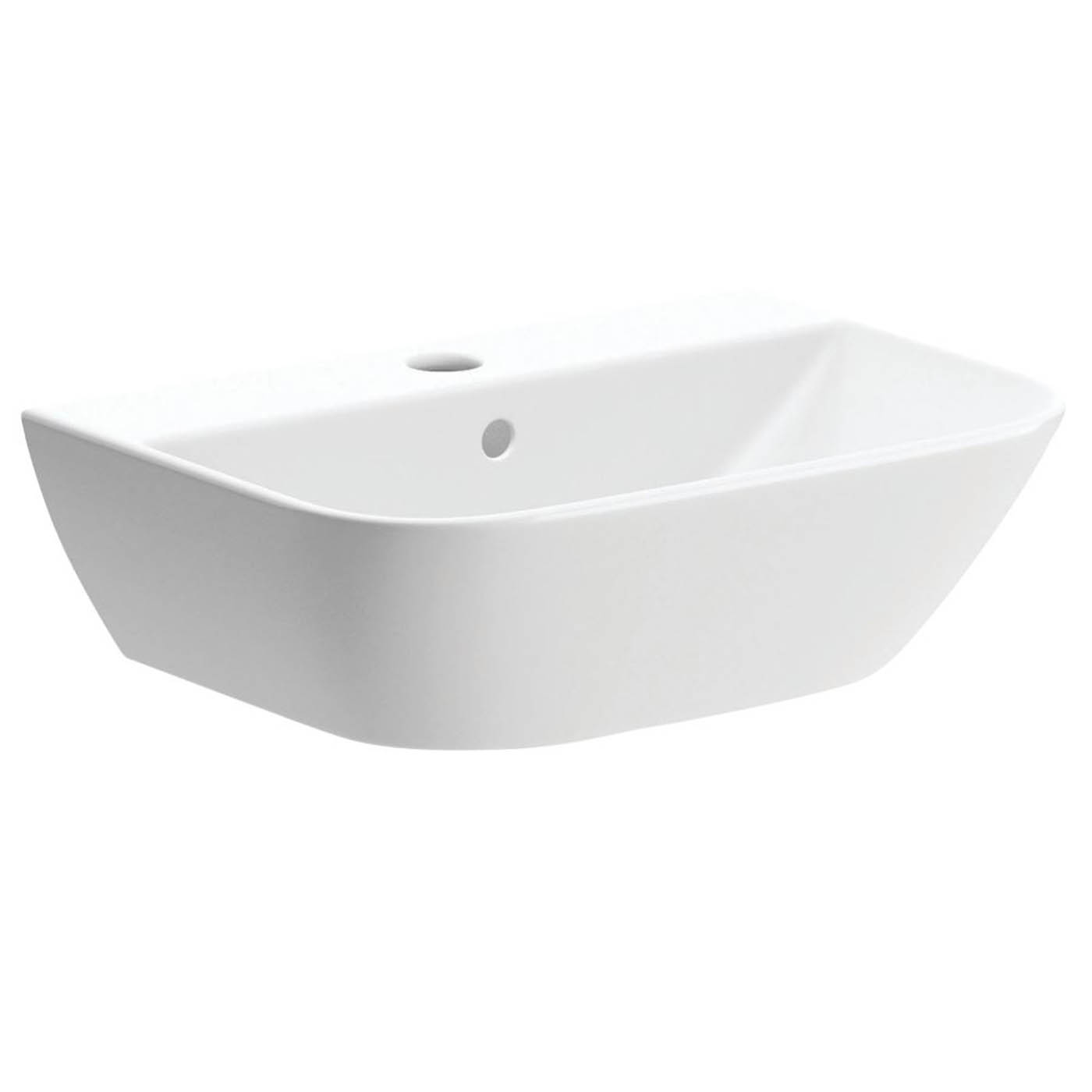 Basin Sink White Ceramic D-Shaped Wall Hung Bathroom Cloakroom En-suite 450mm - Image 2