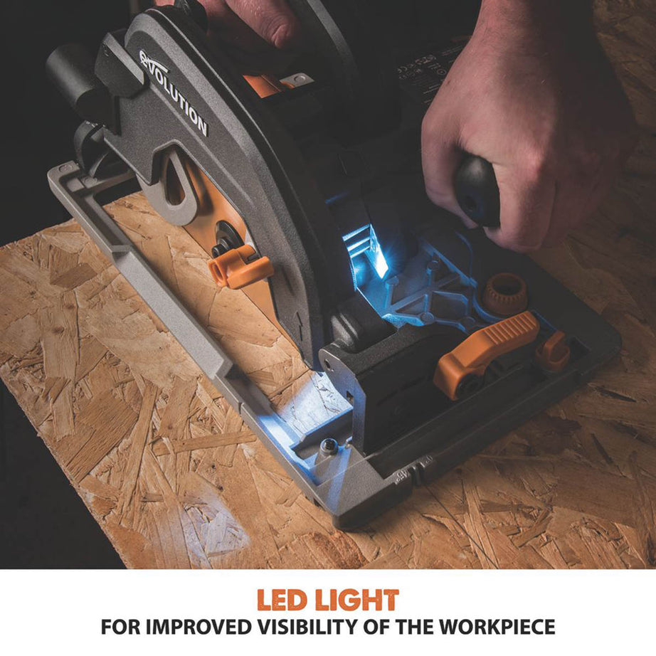 Evolution Circular Saw Electric R185CCSX+ Track Compatible 185mm Ergonomic 1600W - Image 6