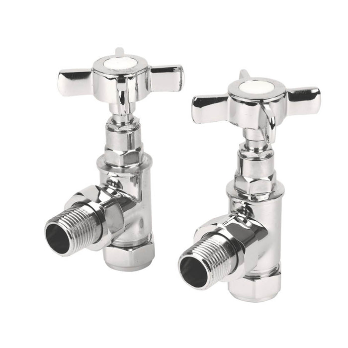 Towelrads Designer Radiator Valve Angled Chrome 1/2" Crosshead Twin Pack - Image 2