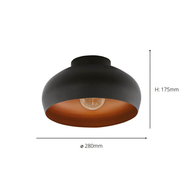 Ceiling Light Black/Copper Modern Domed Metal Lampshade Semi-Flush Indoor - Image 6