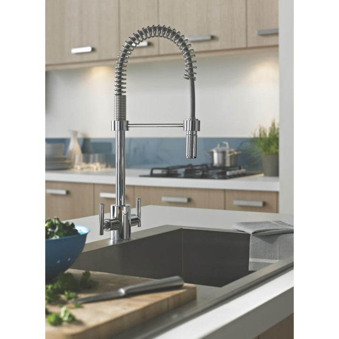 Bristan Kitchen Tap Mono Mixer Artisan Chrome Dual Lever Pull Out Spout Faucet - Image 3