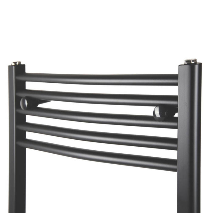 Towel Radiator Rail Curved Black Steel Bathroom Warmer Ladder 922W H180xW60cm - Image 2