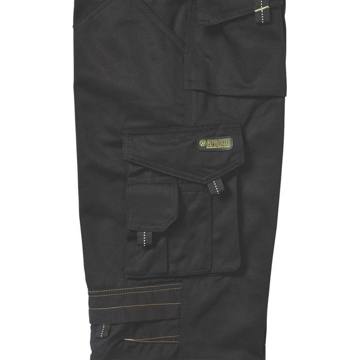 Apache Work Trousers Mens Regular Fit Black Breathable Multi Pockets 30"W 29"L - Image 3