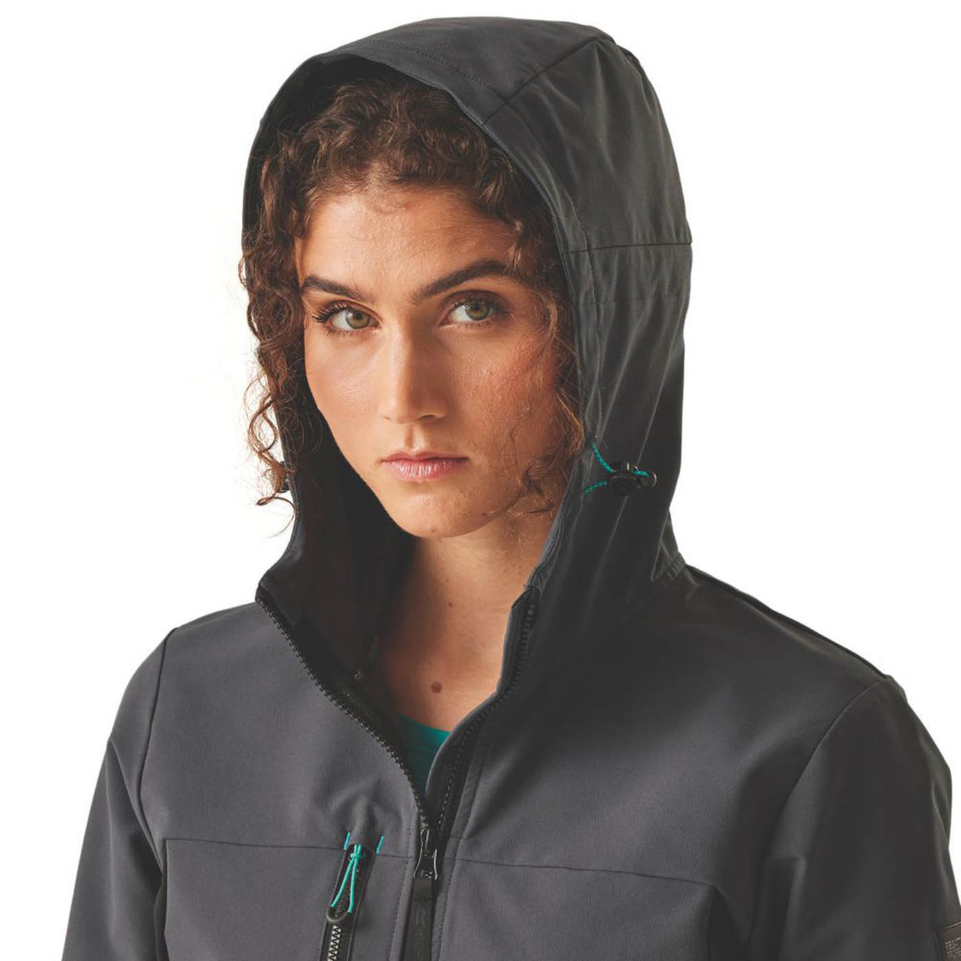 Regatta Work Jacket Womens Stretch Softshell Grey Breathable Hooded Coat Size 12 - Image 6
