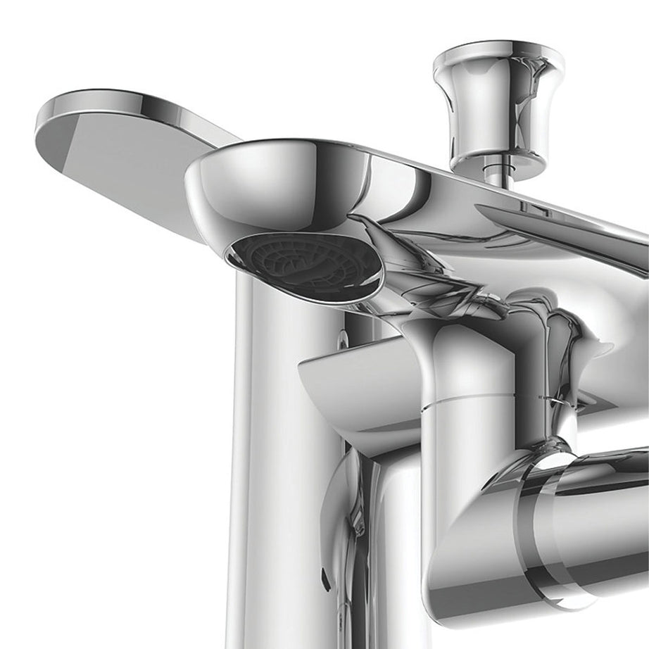 Swirl Shower Mixer Tap Brass Chrome Dual Control Manual Deck Mounted 124mm - Image 4