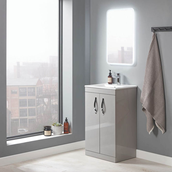 Bathroom Vanity Unit Gloss Grey Soft-Close Chrome Handles 500mm x 390mm x 846mm - Image 3