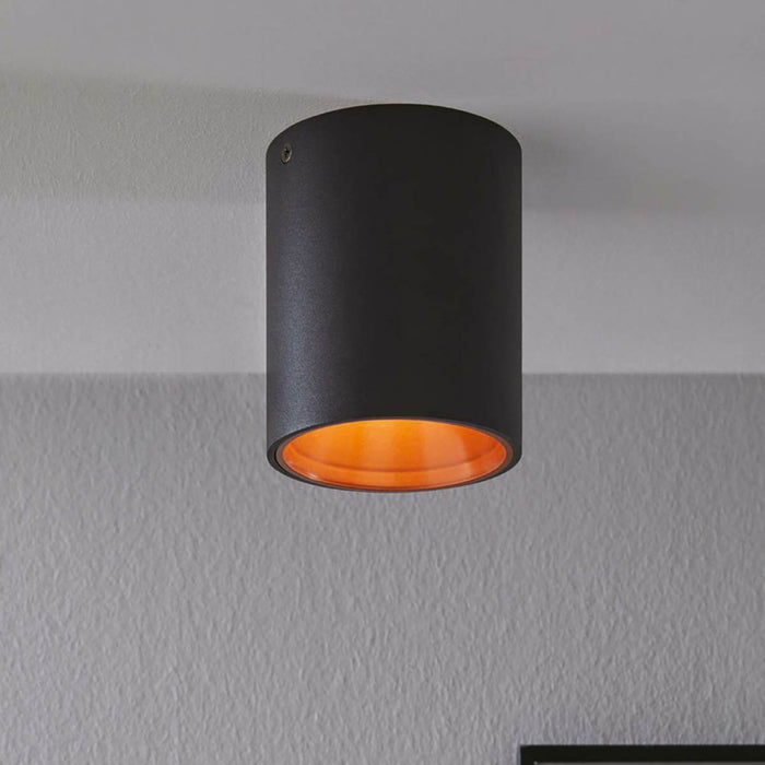 LED Ceiling Light Black Copper Cylinder Modern Minimalist Warm White Bedroom - Image 3