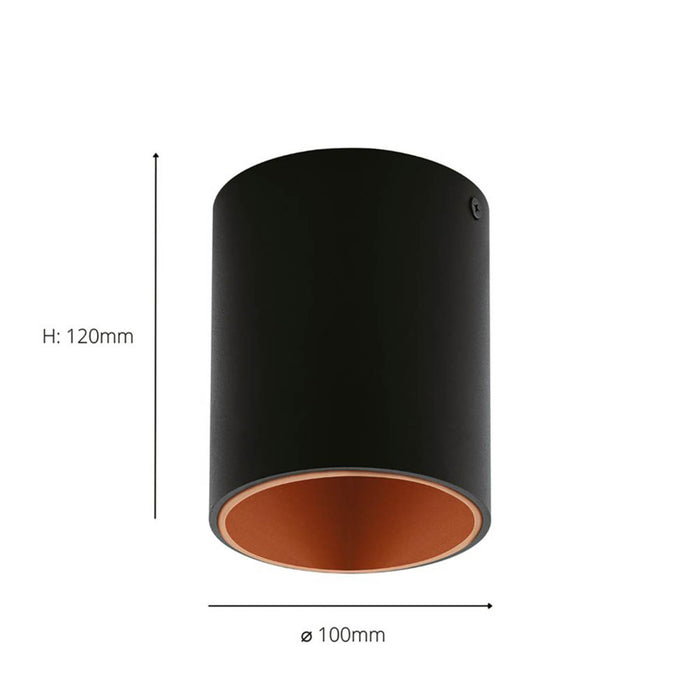 LED Ceiling Light Black Copper Cylinder Modern Minimalist Warm White Bedroom - Image 4